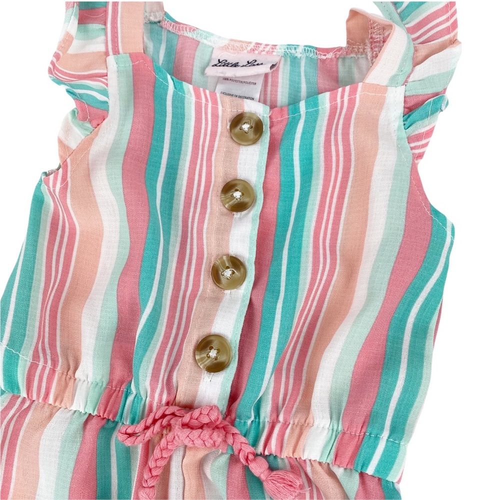 Little Lass Striped Ruffle Baby Romper 12 mos - Picture 3 of 6